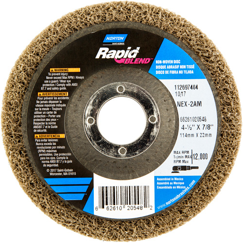 4-1/2X7/8 RAPID FINISH WHEEL NEX-2AM MED, 4-1/2" Dia., Medium Grit, Aluminum Oxide Helyx Safety & Industrial Supplies