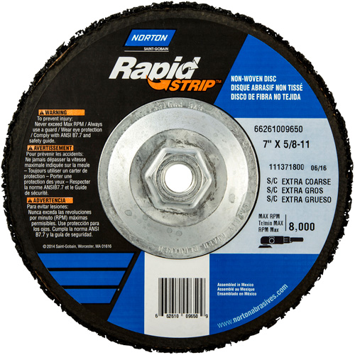 Bear-Tex&reg; Rapid Strip Non-Woven Depressed Center Discs, 7" Dia., Extra Coarse Grit, Silicon Carbide Helyx Safety & Industrial Supplies