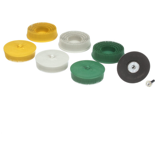 Roloc Bristle Disc Kit, Aluminum Oxide, Several Grit, 3" Dia. Helyx Safety & Industrial Supplies