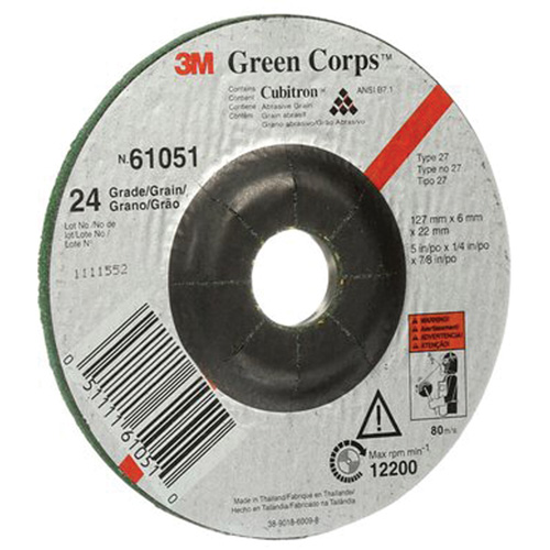 Green Corps Flexible Grinding Wheel, 5" x 1/4", 7/8" Arbor, Ceramic, Type 1 Helyx Safety & Industrial Supplies
