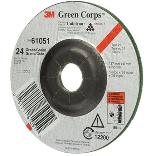 Green Corps Flexible Grinding Wheel, 5" x 1/4", 7/8" Arbor, Ceramic, Type 1 Helyx Safety & Industrial Supplies