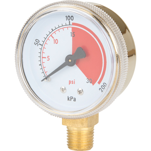 Brass Gauge, 2-1/2" , 30 psi, Bottom Mount, Analogue Helyx Safety & Industrial Supplies