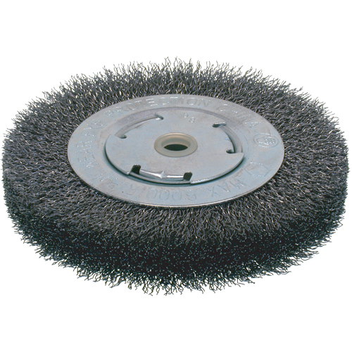 Brosses &eacute;conomiques &agrave; fils cr&ecirc;p&eacute;s - Face large, 8" dia., Fils 0.014, Arbre 2" Helyx Safety & Industrial Supplies