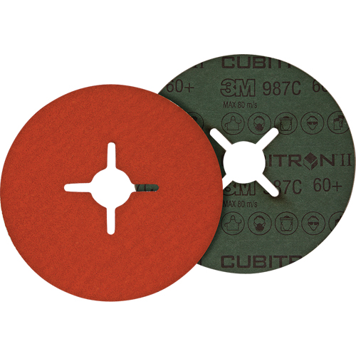 Cubitron II Fibre Discs - 987C, Ceramic Grain, 80+, 7" Dia x 7/8" Arbor Helyx Safety & Industrial Supplies