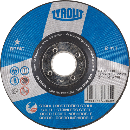 Meule de base 2 en 1, 4-1/2" x 1/4", Arbre 7/8", Type 27 Helyx Safety & Industrial Supplies