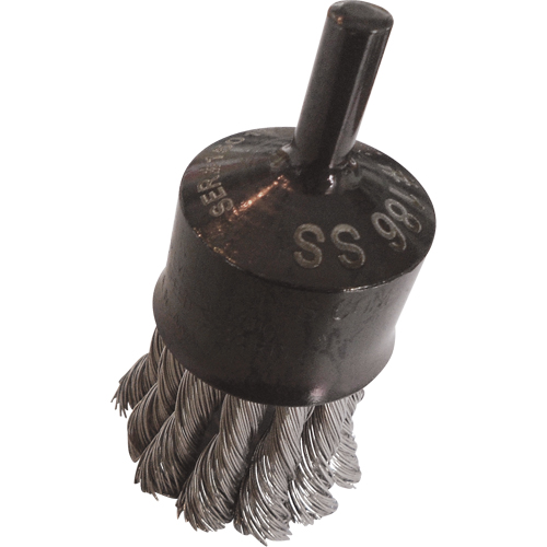 Knotted Wire End Brushes, 1" Dia., 0.014" Wire Dia., 1/4" Shank Helyx Safety & Industrial Supplies