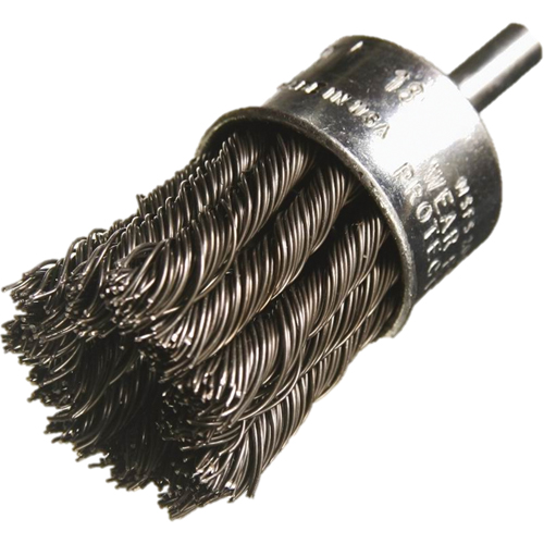 Brosses mont&eacute;es &agrave; fils nou&eacute;s, 3/4" dia., dia. Des fils 0,014", Tige 1/4" Helyx Safety & Industrial Supplies