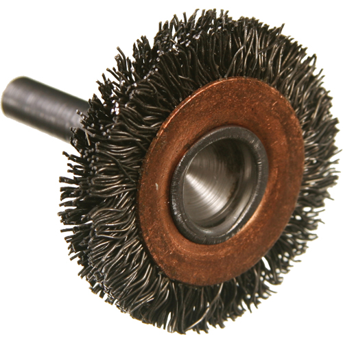 Brosses mont&eacute;es &agrave; fils cr&ecirc;p&eacute;s circulaires, 2", Fils 0,014", Tige 1/4" Helyx Safety & Industrial Supplies