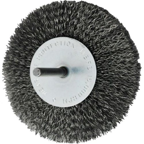 Circular Crimped Wire End Brushes, 4", 0.008" Fill, 1/4" Shank Helyx Safety & Industrial Supplies