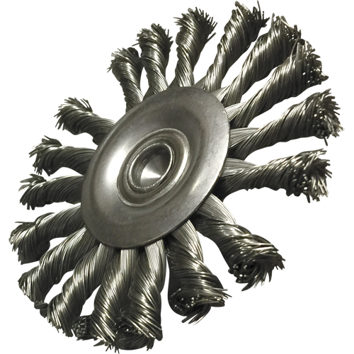 Circular Knotted Wire End Brushes, 3-1/2" Dia., 0.014" Wire Dia., 1/4" Shank Helyx Safety & Industrial Supplies