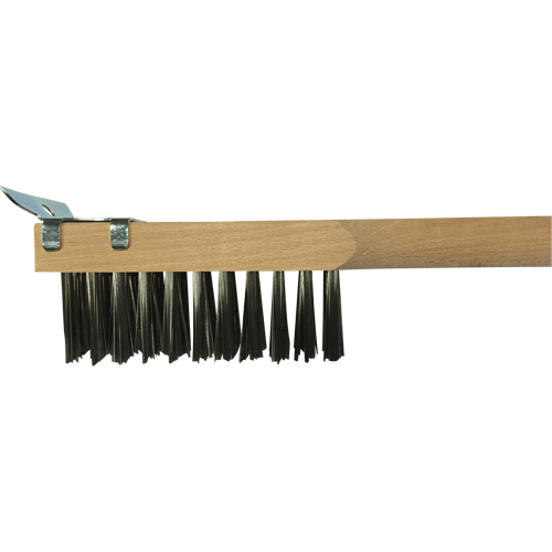 Brosse de nettoyage avec racloir, Acier inoxydable, 3 x 10 rangs de fils, Longueur 20" Helyx Safety & Industrial Supplies