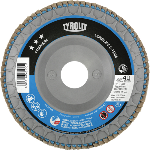 Disque &agrave; lamelles Long Life C-Trim, 4-1/2" x 7/8", Type 29, Grain 80, Zirconium Helyx Safety & Industrial Supplies