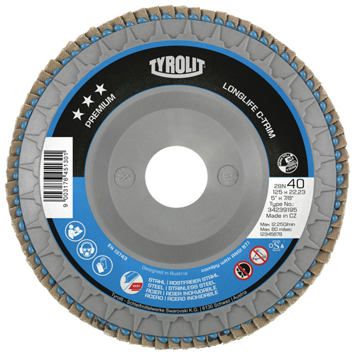 Disque &agrave; lamelles C-Trim robuste, 6" x 7/8", Type 29, Grain 40, Zirconium Helyx Safety & Industrial Supplies