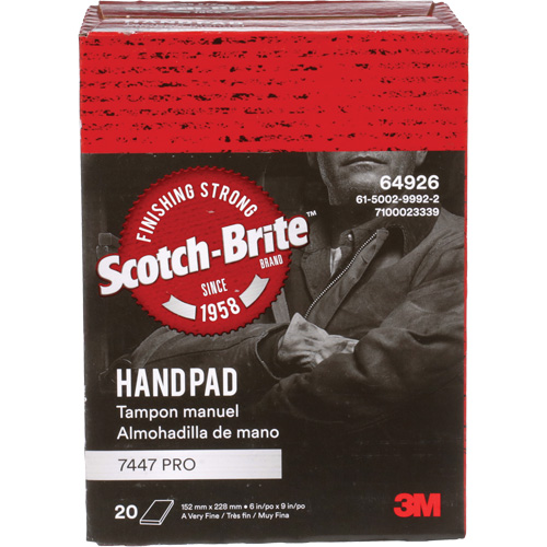 Scotch-Brite 7447 Hand Pads, Aluminum Oxide, 9" x 6", Very Fine Grit Helyx Safety & Industrial Supplies
