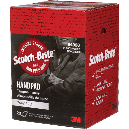 Scotch-Brite 7447 Hand Pads, Aluminum Oxide, 9" x 6", Very Fine Grit Helyx Safety & Industrial Supplies