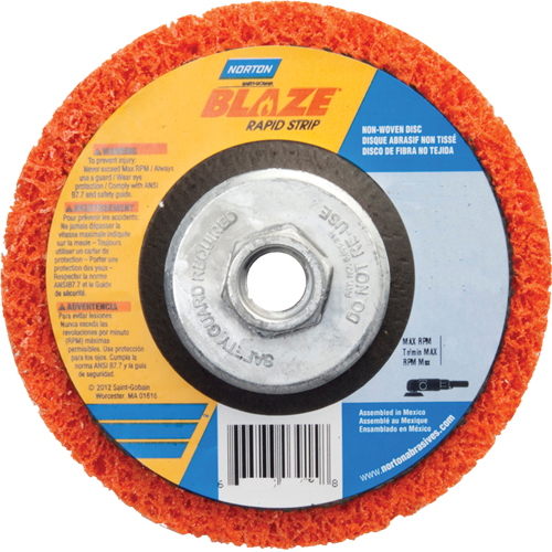 Disque &agrave; moyeu d&eacute;port&eacute; 4-1/2" non tiss&eacute; Blaze Rapid Strip, 4-1/2" dia., Grain Cors&eacute; Helyx Safety & Industrial Supplies
