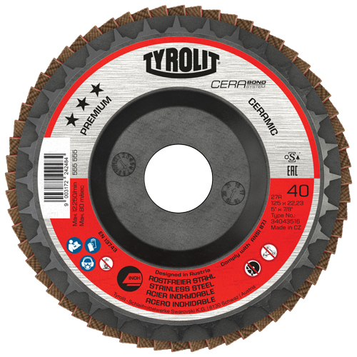 Disque &agrave; lamelles Cerabond, 5" x 7/8", Type 27, Grain 40, C&eacute;ramique Helyx Safety & Industrial Supplies