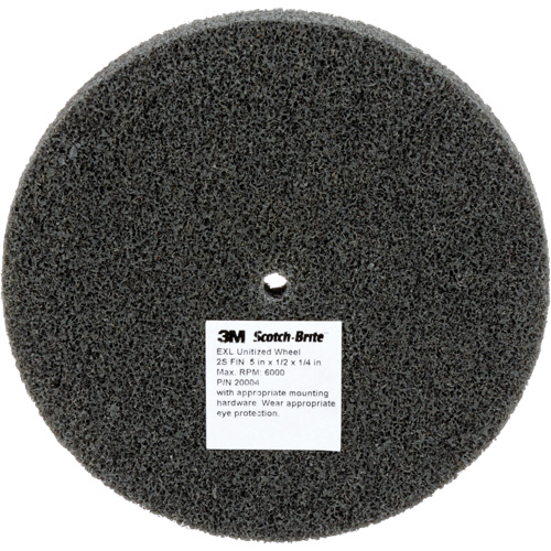Meule unitaris&eacute;e EXL Scotch-Brite, 5" x 1/2", Arbre de 1/4", Grain de Fin, Carbure de silicium Helyx Safety & Industrial Supplies