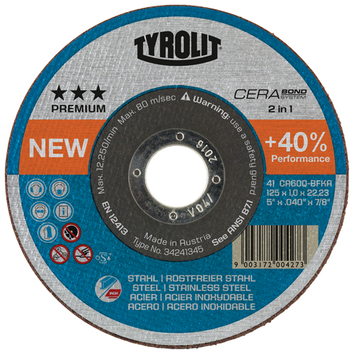 Meule &agrave; tronçonner Cerabond, 5" x 0,045", Arbre de 7/8", Type 1, C&eacute;ramique, 12250 Tr/min Helyx Safety & Industrial Supplies