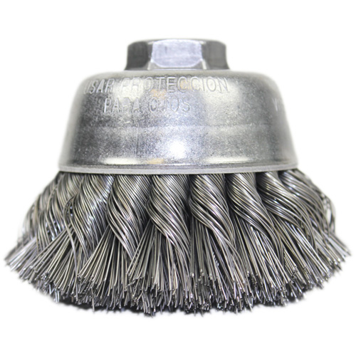 Knot Wire Cup Brush, 3-1/2" Dia. x 5/8"-11 Arbor Helyx Safety & Industrial Supplies