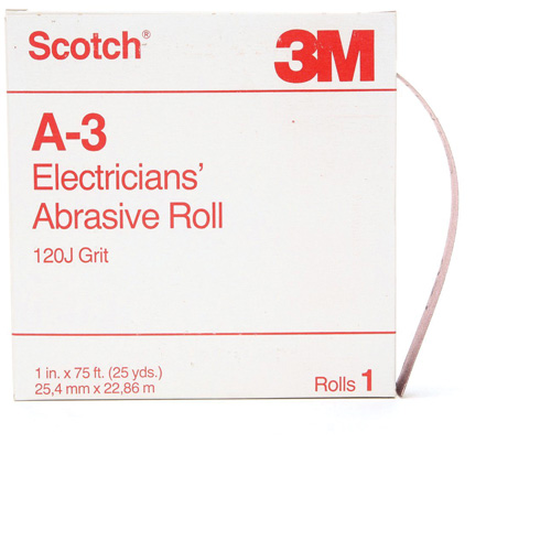 Scotch&reg; A-3 Electrician's Abrasive Roll, Aluminum Oxide, 1" W x 75' L, 120 Grit Helyx Safety & Industrial Supplies