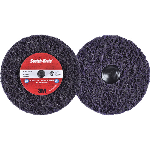 Disque  Clean and Strip  XT Pro Roloc Scotch-Brite, 4" dia., Grain Extra grossier, Carbure de silicium Helyx Safety & Industrial Supplies