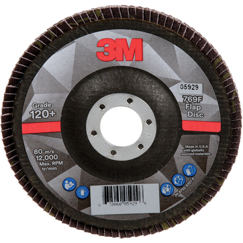 Disque &agrave; lamelles &agrave; changement rapide 769F, 5" x 7/8", Type 29, Grain 120+, C&eacute;ramique Helyx Safety & Industrial Supplies