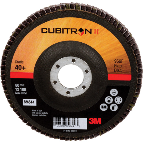 Disque &agrave; lamelles 969F Cubitron II , 5" x 7/8", Type 27, Grain 40+, C&eacute;ramique Helyx Safety & Industrial Supplies