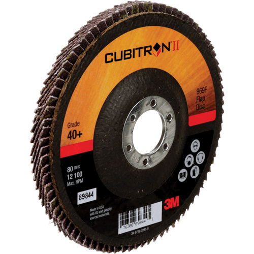 Disque &agrave; lamelles 969F Cubitron II , 5" x 7/8", Type 27, Grain 40+, C&eacute;ramique Helyx Safety & Industrial Supplies