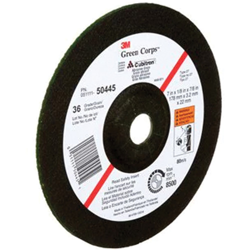Green Corps Depressed Centre Wheel, 7" x 1/8", 7/8" Arbor, Ceramic, Type 27 Helyx Safety & Industrial Supplies