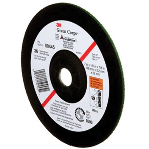 Green Corps Depressed Centre Wheel, 7" x 1/8", 7/8" Arbor, Ceramic, Type 27 Helyx Safety & Industrial Supplies