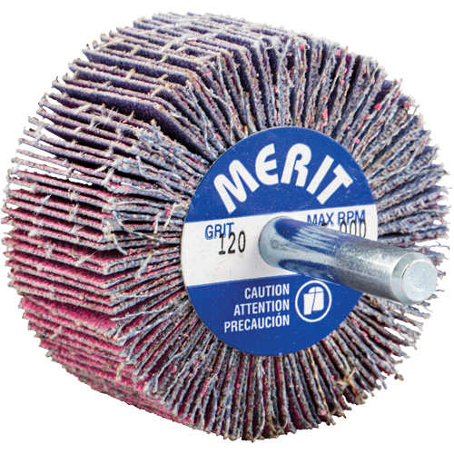 Shank Mounted Mini Flap Wheel, Ceramic Alumina, 120 Grit, 2" x 1" x 1/4" Helyx Safety & Industrial Supplies