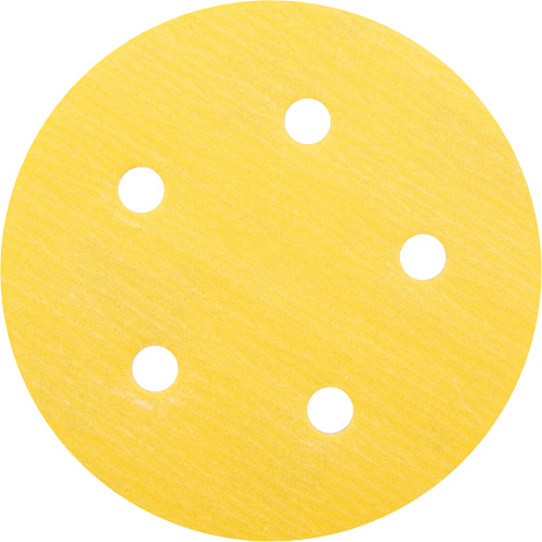 Disque de ponçage en papier H&L Gold Reserve A296 avec trous d'aspiration, dia 5", Grain 320, Oxyde d'aluminium, Poids C Helyx Safety & Industrial Supplies