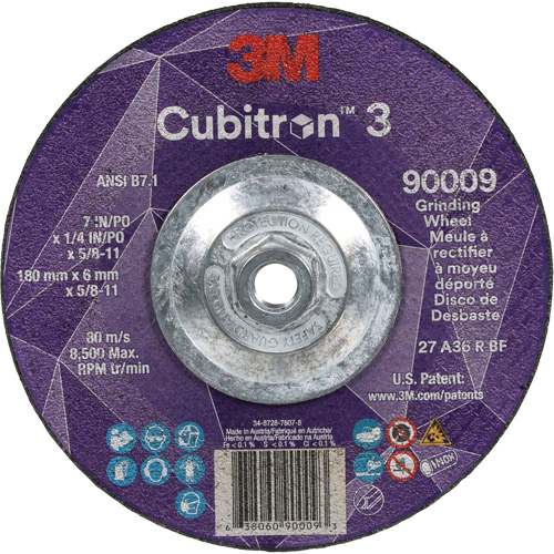 Meule a moyeu d&eacute;port&eacute; Cubitron 3, 7" x 1/4", Arbre 5/8"-11, C&eacute;ramique, Type T27 Helyx Safety & Industrial Supplies