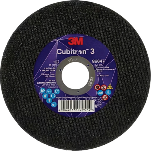 Disque de coupe Cubitron 3, 5" x 9/32", Arbre de 3/8", Type 41 Helyx Safety & Industrial Supplies