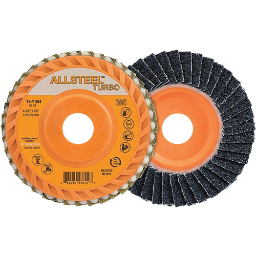 ALLSTEEL Turbo Flap Disc, 4-1/2" x 7/8", 40 Grit, Zirconia Alumina Helyx Safety & Industrial Supplies