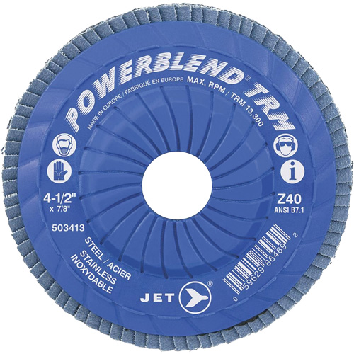 Disque &agrave; lamelles ajustables TRM Powerblend, 4-1/2" x 7/8", Type 29, Grain Z40, Zirconium Helyx Safety & Industrial Supplies