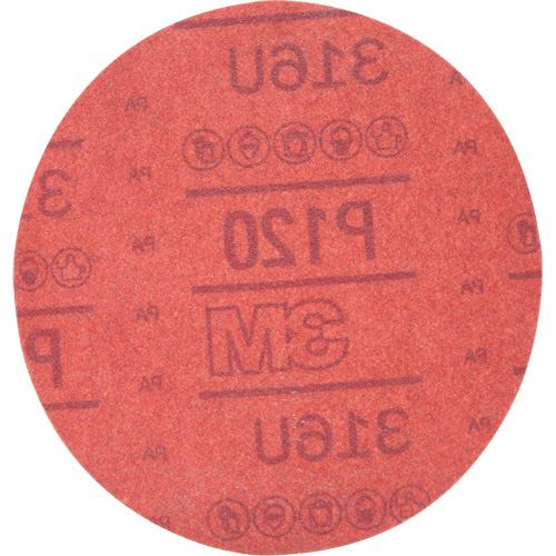 Hookit Red Abrasive Disc 316U, 01224, 6" Dia., P120 Grit, Aluminum Oxide, A Helyx Safety & Industrial Supplies