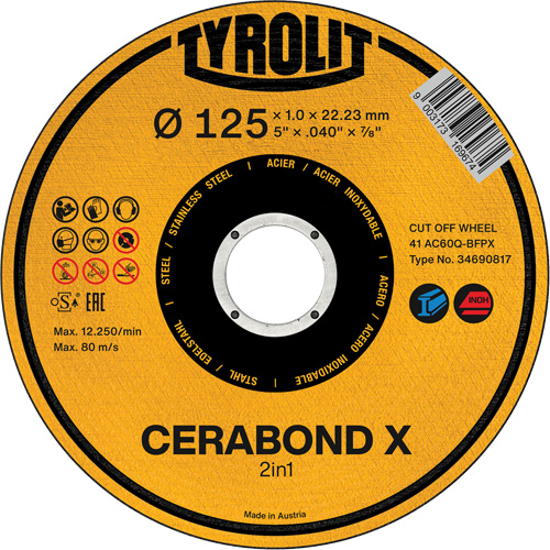Meule &agrave; tronçonner Cerabond X, 5" x 0,04", Arbre de 7/8", C&eacute;ramique Helyx Safety & Industrial Supplies