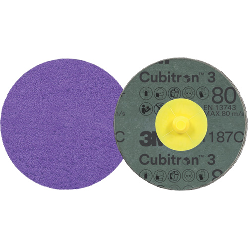 Disque en fibre Roloc Cubitron 3, 3" dia., Grain 80+, C&eacute;ramique Helyx Safety & Industrial Supplies