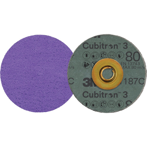 Disque en fibre Roloc Cubitron 3, 3" dia., Grain 80+, C&eacute;ramique Helyx Safety & Industrial Supplies