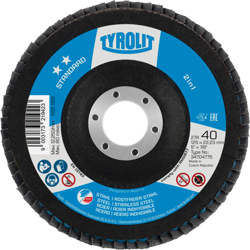 2-in-1 Flap Disc, 5" x Type 27A, 60 Grit Helyx Safety & Industrial Supplies