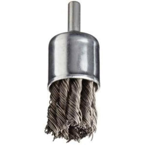Stem Mounted Knotted Wire Brush, 1" Dia. x 1/4" Arbor Helyx Safety & Industrial Supplies
