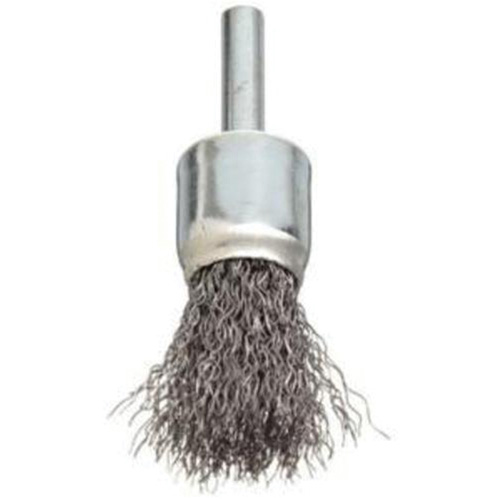 Stem Mounted Crimped Wire Brush, 3/4", 0.006" Fill, 1/4" Shank Helyx Safety & Industrial Supplies