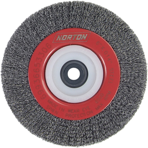 Roue d'&eacute;tabli sertie, 6" dia., Fils 0,014", Arbre 1/2"-2 Helyx Safety & Industrial Supplies