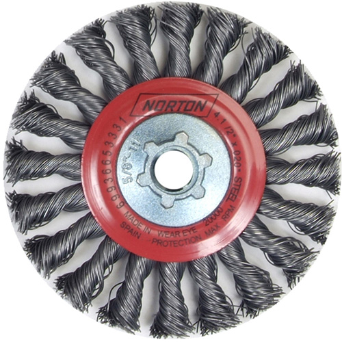 Full Cable Twist Wire Wheel, 4" Dia., 0.02" Fill, 5/8"-11 Arbor, Steel Helyx Safety & Industrial Supplies