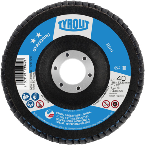 2-in-1 Flap Disc, 4-1/2" x 22.5 mm, Type 27A, 60 Grit, Ceramic Alumina Helyx Safety & Industrial Supplies