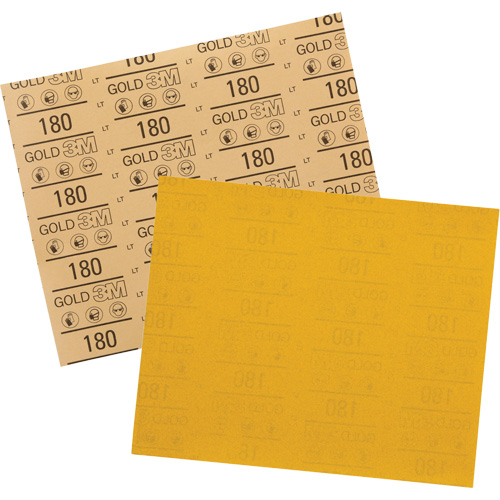 Feuille abrasive dor&eacute;e 12545, 9" x 11", Grain 180, Oxyde d'aluminium Helyx Safety & Industrial Supplies