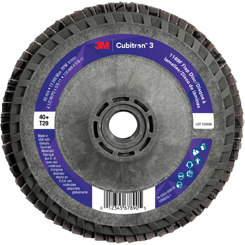 Disque &agrave; lamelles conique 1169F Cubitron 3 &agrave; changement rapide, 4-1/2" x 5/8"-11, Type T29, Grain 40+, C&eacute;ramique Helyx Safety & Industrial Supplies