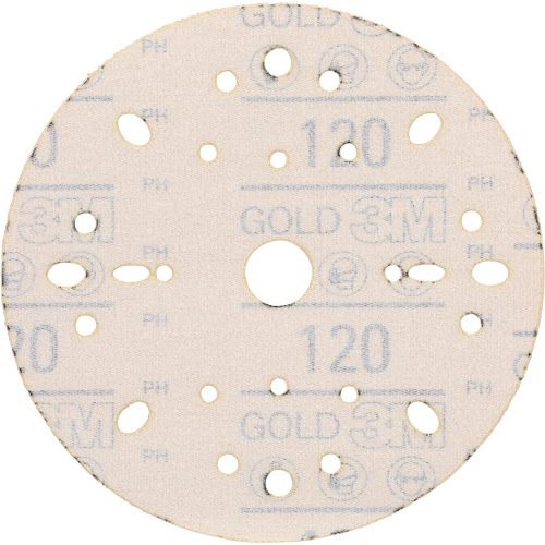Disque abrasif dor&eacute; Hookit, dia 6", Grain 120, Oxyde d'aluminium, Poids C Helyx Safety & Industrial Supplies